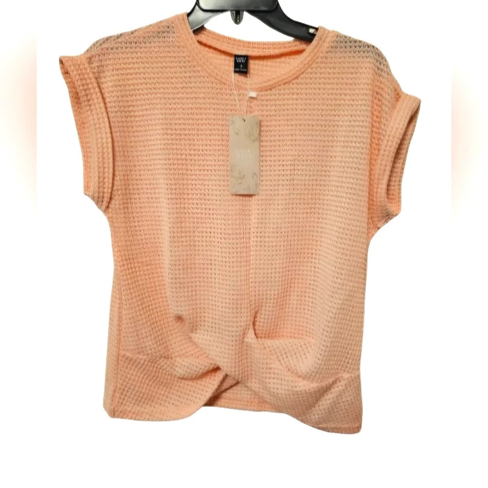 Emery Rose Pink Waffle Knit Short Sleeve Top Women's Size Small NWT